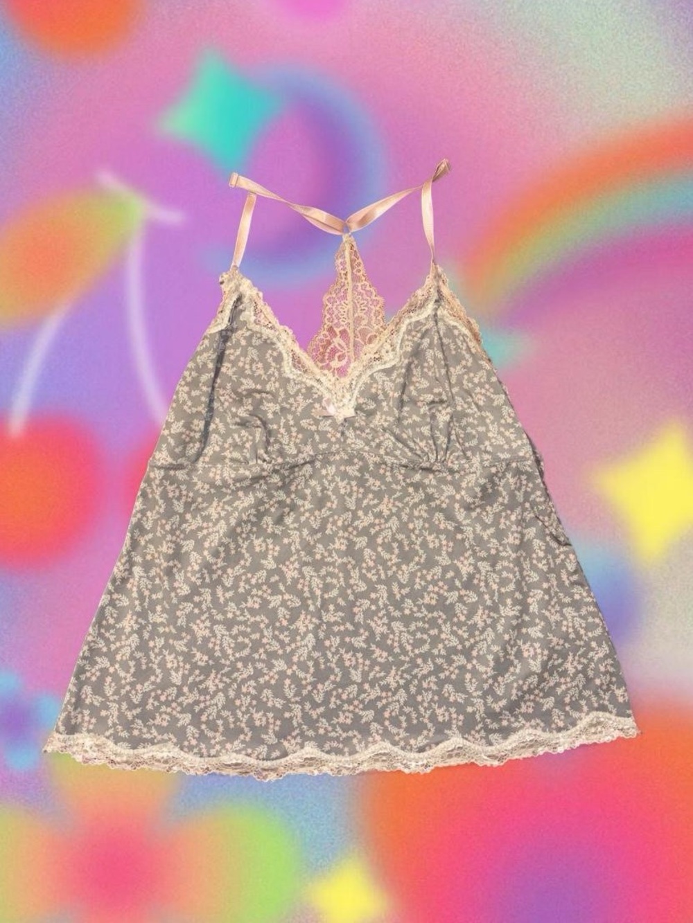 Large Marilyn Monroe Gray Floral/Lace Babydoll Cami
